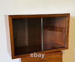 MCM Vintage Teak Display Medicine Kitchen Cabinet Glass Sliding Doors
