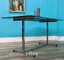 MID Century Vintage Retro Pieff Chrome And Glass Dining Table And Chairs