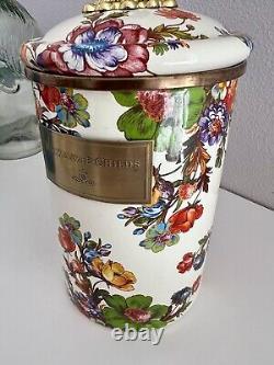 Mackenzie Childs Canister Flower Market Beige enamelware Large 7