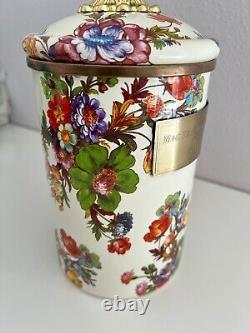 Mackenzie Childs Canister Flower Market Beige enamelware Large 7