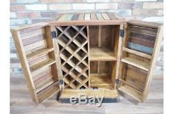 Medium Reclaimed Wood Home-Bar Drinks Cabinet Industrial Style Wine Storage Unit