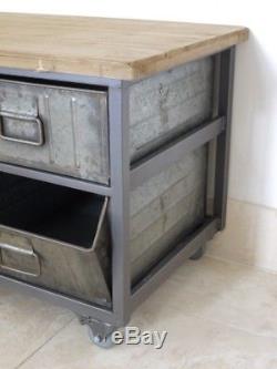 Metal Wooden Retro Industrial Cabinet 6 Drawer Sideboard TV Media Storage Unit