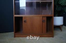 Mid Century 1960s Display China Cabinet with Glass Sliding Doors and Bottom Cupb