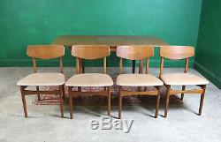 Mid Century Jentique Dining Table & 4 Chairs, Extending, Teak, Retro, Vintage