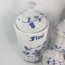 Mid Century Kitchen Storage Jars 1950s German Blue Onion Pattern Meissen Style