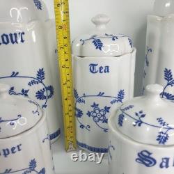 Mid Century Kitchen Storage Jars 1950s German Blue Onion Pattern Meissen Style