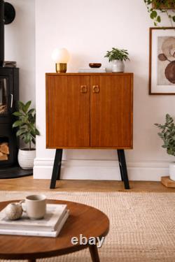 Mid-Century Teak Cabinet on Legs Scandinavian Style Vintage Storage Cupboard