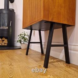 Mid-Century Teak Cabinet on Legs Scandinavian Style Vintage Storage Cupboard