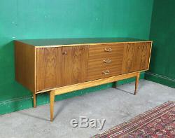 Mid Century Uniflex Sideboard, Long, Walnut, Vintage. Retro, Concertina Doors