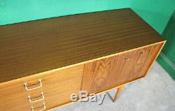 Mid Century Uniflex Sideboard, Long, Walnut, Vintage. Retro, Concertina Doors