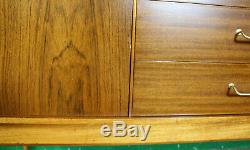 Mid Century Uniflex Sideboard, Long, Walnut, Vintage. Retro, Concertina Doors
