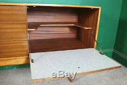 Mid Century Uniflex Sideboard, Long, Walnut, Vintage. Retro, Concertina Doors