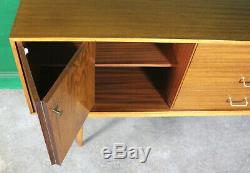 Mid Century Uniflex Sideboard, Long, Walnut, Vintage. Retro, Concertina Doors