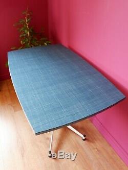 Mid Century Vintage Retro Blue Formica Kitchen Dining Table / Desk 1960s 1970s
