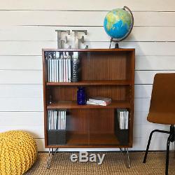 Mid century Danish style Teak Shelving Bookcase, Collectors Cabinet by Abbess
