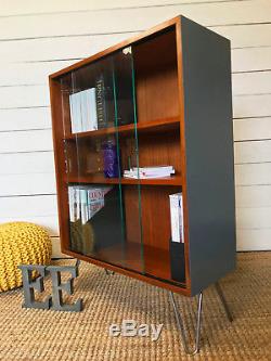 Mid century Danish style Teak Shelving Bookcase, Collectors Cabinet by Abbess