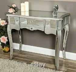 Mirrored Console Hallway Small Side Table with Drawers Mirror Glass Furniture