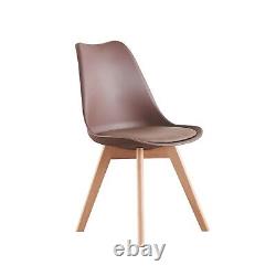 Modern Dining Chair Padded Seat with Wooden Legs Retro Modern Home SET 1/2/4/6