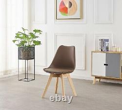 Modern Dining Chair Padded Seat with Wooden Legs Retro Modern Home SET 1/2/4/6