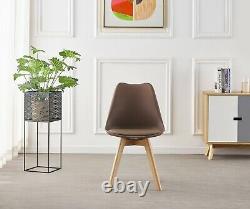 Modern Dining Chair Padded Seat with Wooden Legs Retro Modern Home SET 1/2/4/6