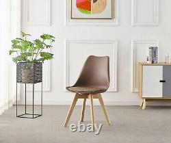 Modern Dining Chair Padded Seat with Wooden Legs Retro Modern Home SET 1/2/4/6