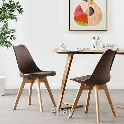 Modern Dining Chair Padded Seat with Wooden Legs Retro Modern Home SET 1/2/4/6