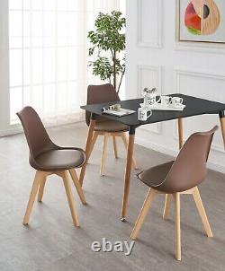 Modern Dining Chair Padded Seat with Wooden Legs Retro Modern Home SET 1/2/4/6