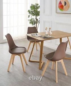 Modern Dining Chair Padded Seat with Wooden Legs Retro Modern Home SET 1/2/4/6