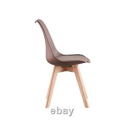 Modern Dining Chair Padded Seat with Wooden Legs Retro Modern Home SET 1/2/4/6