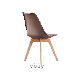 Modern Dining Chair Padded Seat with Wooden Legs Retro Modern Home SET 1/2/4/6