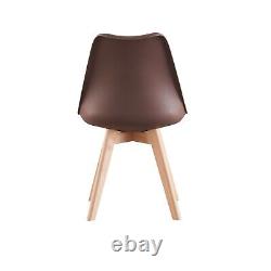 Modern Dining Chair Padded Seat with Wooden Legs Retro Modern Home SET 1/2/4/6