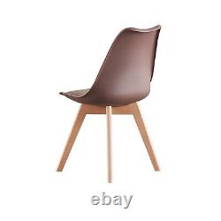 Modern Dining Chair Padded Seat with Wooden Legs Retro Modern Home SET 1/2/4/6