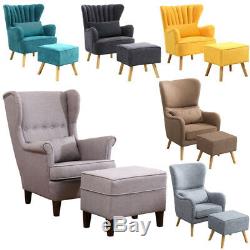 Modern/Retro Soft Fabric Tub Occasional Lounger Accent Chair Armchair Footstool