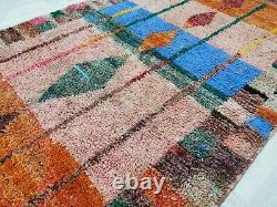 Moroccan Vintage Boujaad Handmade Wool Rug 5'2x8'5 Berber Tribal Orange Carpet
