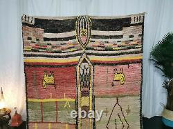 Moroccan Vintage Handmade Wool Rug 5'5x8'7 Berber Boujaad Tribal Colorful Rug