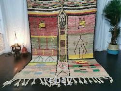 Moroccan Vintage Handmade Wool Rug 5'5x8'7 Berber Boujaad Tribal Colorful Rug