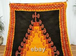 Morocco Vintage Handmade wool rug Bohemian Berber Rug 4x7 Taznakht Black carpet
