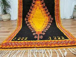 Morocco Vintage Handmade wool rug Bohemian Berber Rug 4x7 Taznakht Black carpet