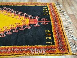 Morocco Vintage Handmade wool rug Bohemian Berber Rug 4x7 Taznakht Black carpet