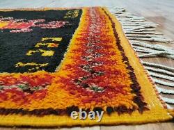 Morocco Vintage Handmade wool rug Bohemian Berber Rug 4x7 Taznakht Black carpet