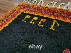 Morocco Vintage Handmade wool rug Bohemian Berber Rug 4x7 Taznakht Black carpet