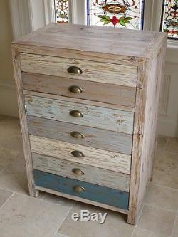 Multi colour Vintage Industrial Cabinet 2 Drawers Retro style Storage Chest