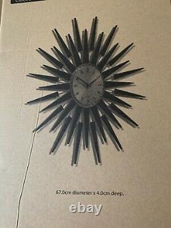 NEWGATE Pluto Clock Sunburst Design 67cm Diameter -(NEW)