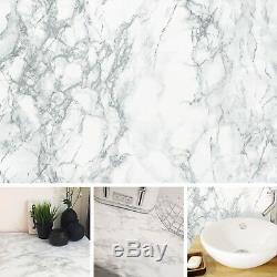 NEW DIY Kitchen Worktop White Marble Vinyl Cover Self Adhesive Sticky Back Wrap