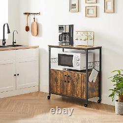 NEW Industrial Kitchen Storage Cupboard With Wheels Vintage Retro Rustic Wooden