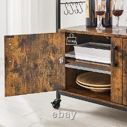 NEW Industrial Kitchen Storage Cupboard With Wheels Vintage Retro Rustic Wooden