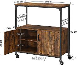 NEW Industrial Kitchen Storage Cupboard With Wheels Vintage Retro Rustic Wooden