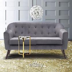 NEW Velvet Sofa Comfy Couch Wooden Frame Settee Home Office Tub Vintage 2 Seater