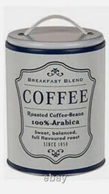 New Coffee Metal Canister Kitchen Storage Organiser Retro Vintage Shabby LID