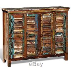 New Reclaimed Home Furniture Wood Storage Cabinet Sideboard 4 Doors Multicolour